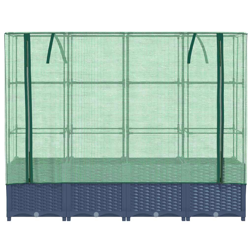 højbed med drivhusovertræk rattan-look 160x40x138 cm