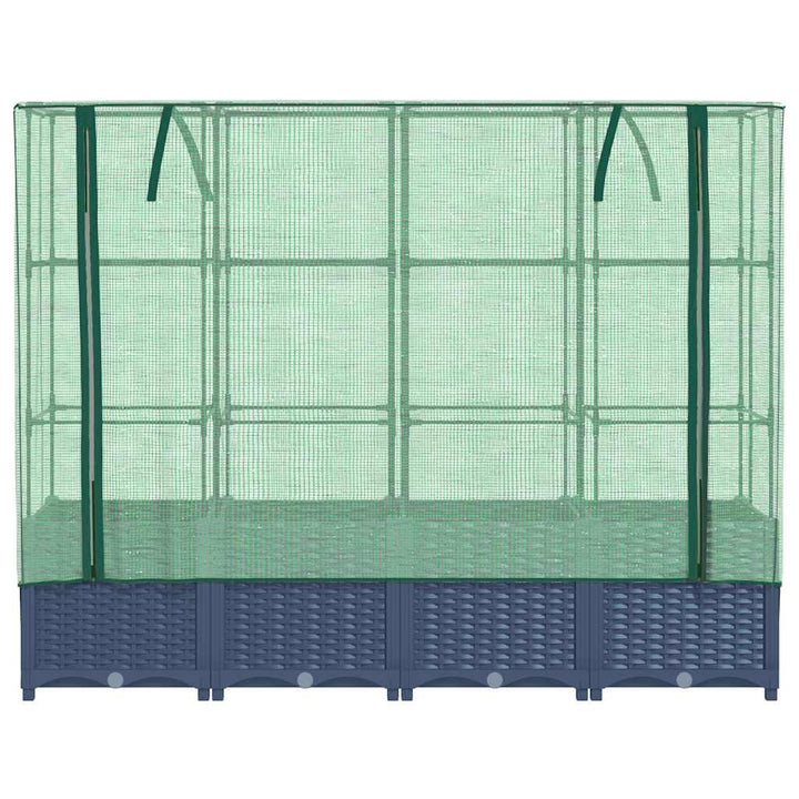højbed med drivhusovertræk rattan-look 160x40x138 cm