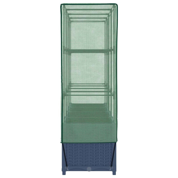 højbed med drivhusovertræk rattan-look 160x40x138 cm