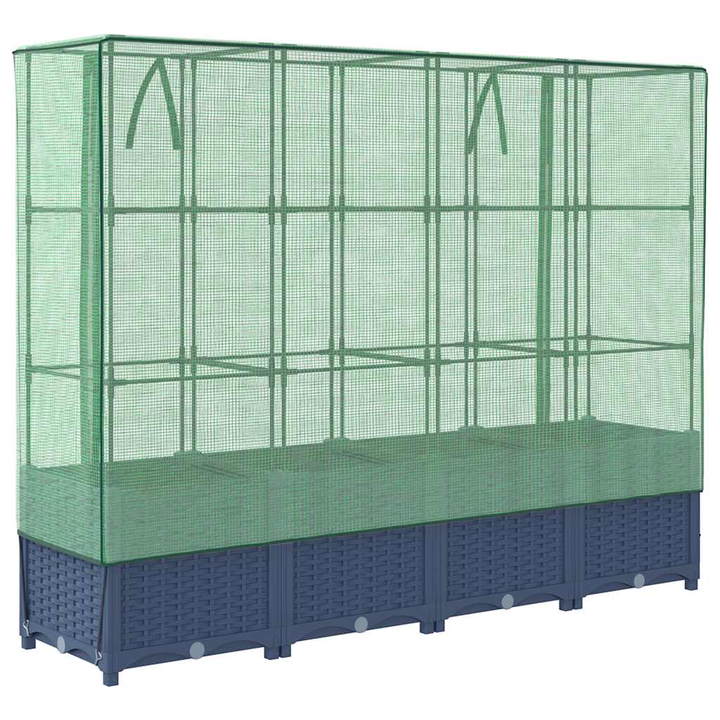 højbed med drivhusovertræk rattan-look 160x40x138 cm