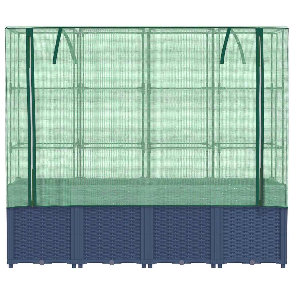 højbed med drivhusovertræk rattan-look 160x40x153 cm