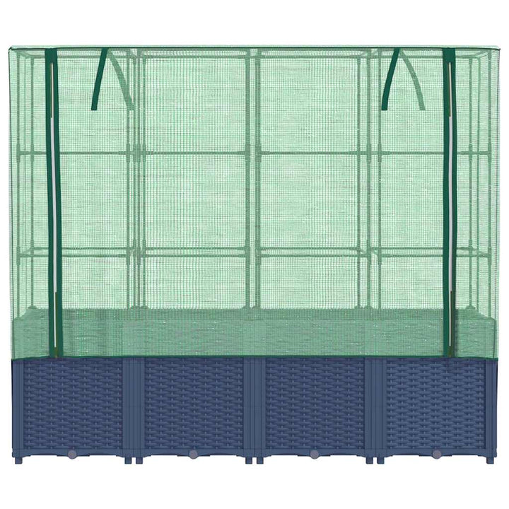 højbed med drivhusovertræk rattan-look 160x40x153 cm