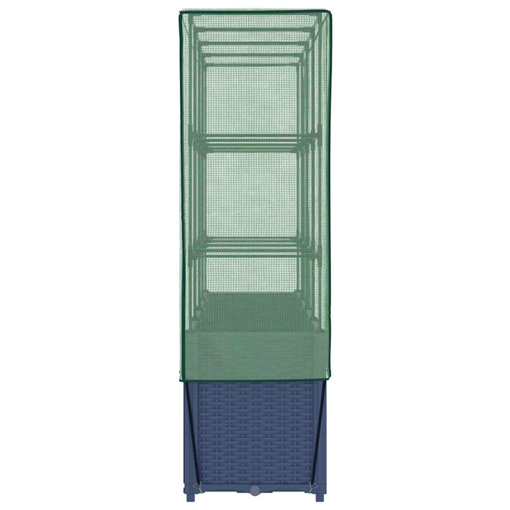 højbed med drivhusovertræk rattan-look 160x40x153 cm