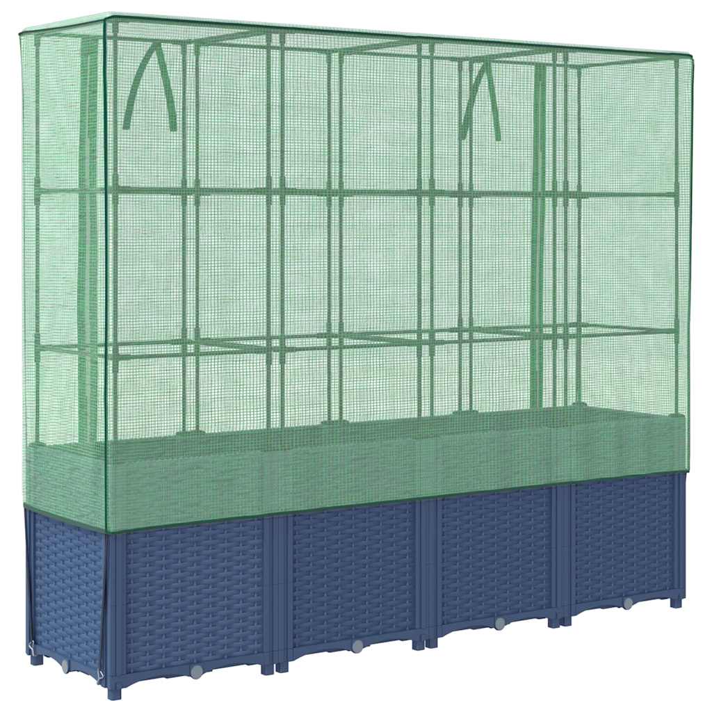 højbed med drivhusovertræk rattan-look 160x40x153 cm