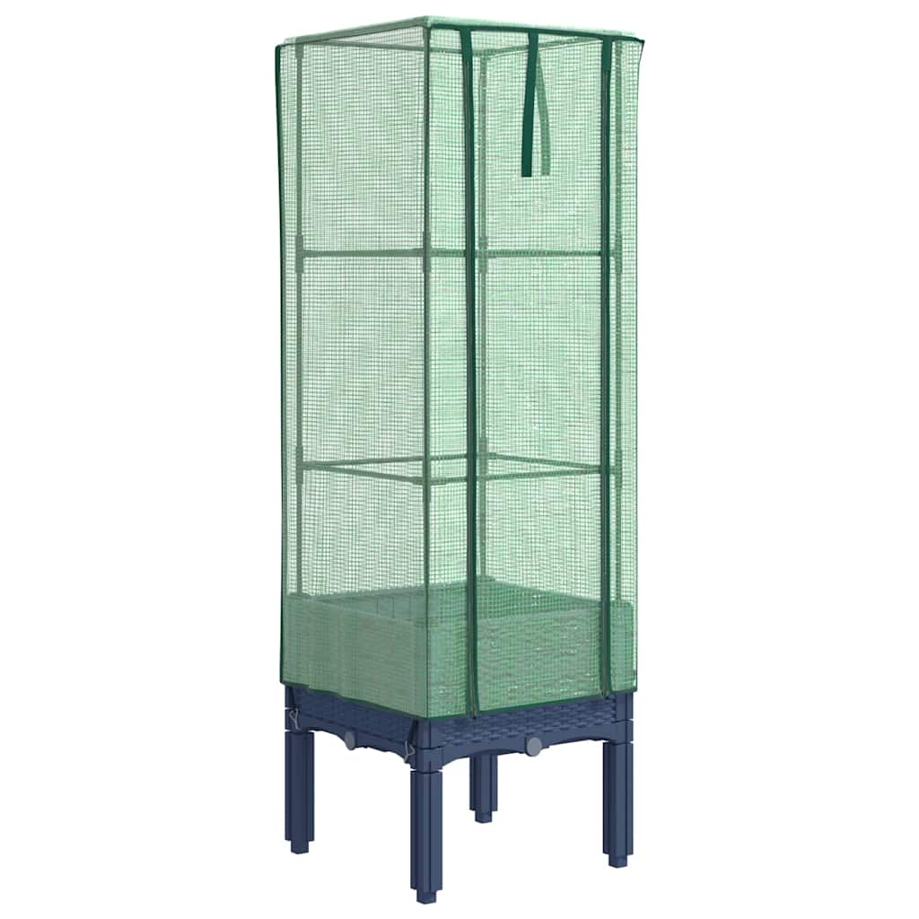 højbed med drivhusovertræk 40x40x140 cm rattan-look