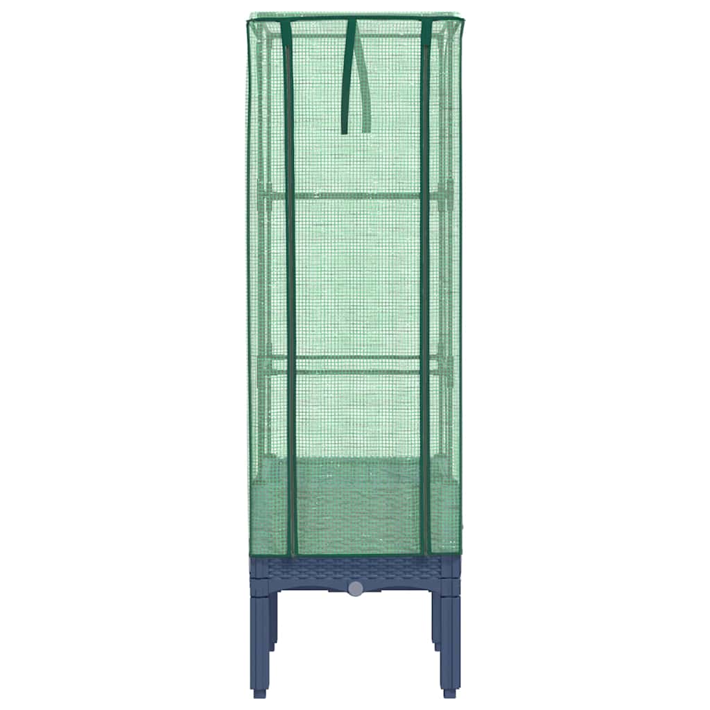 højbed med drivhusovertræk 40x40x140 cm rattan-look