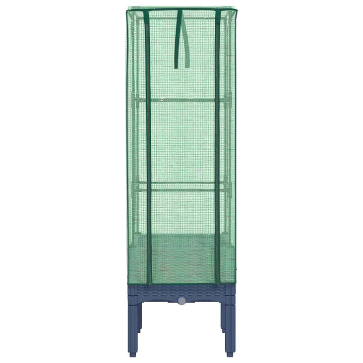 højbed med drivhusovertræk 40x40x140 cm rattan-look