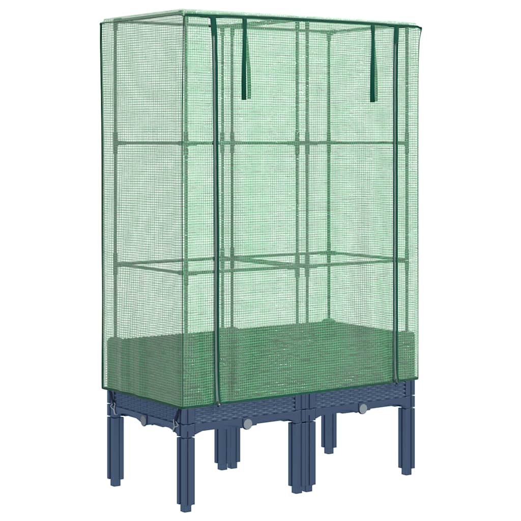 højbed med drivhusovertræk 80x40x140 cm rattan-look