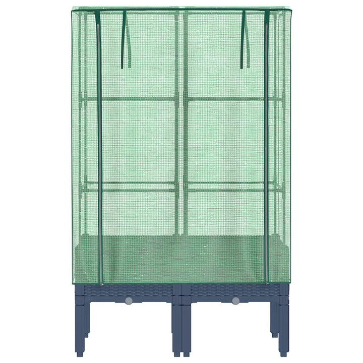 højbed med drivhusovertræk 80x40x140 cm rattan-look