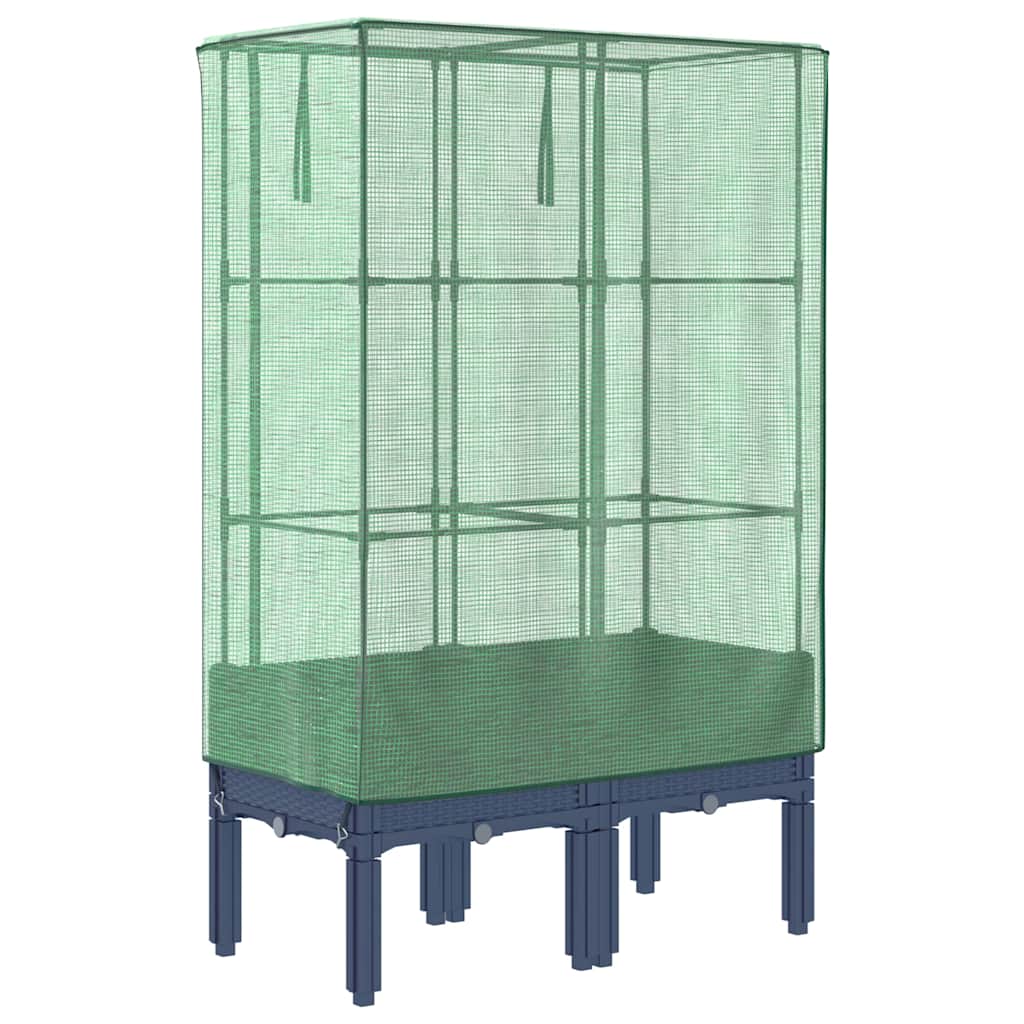højbed med drivhusovertræk 80x40x140 cm rattan-look