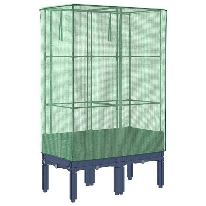 højbed med drivhusovertræk 80x40x140 cm rattan-look