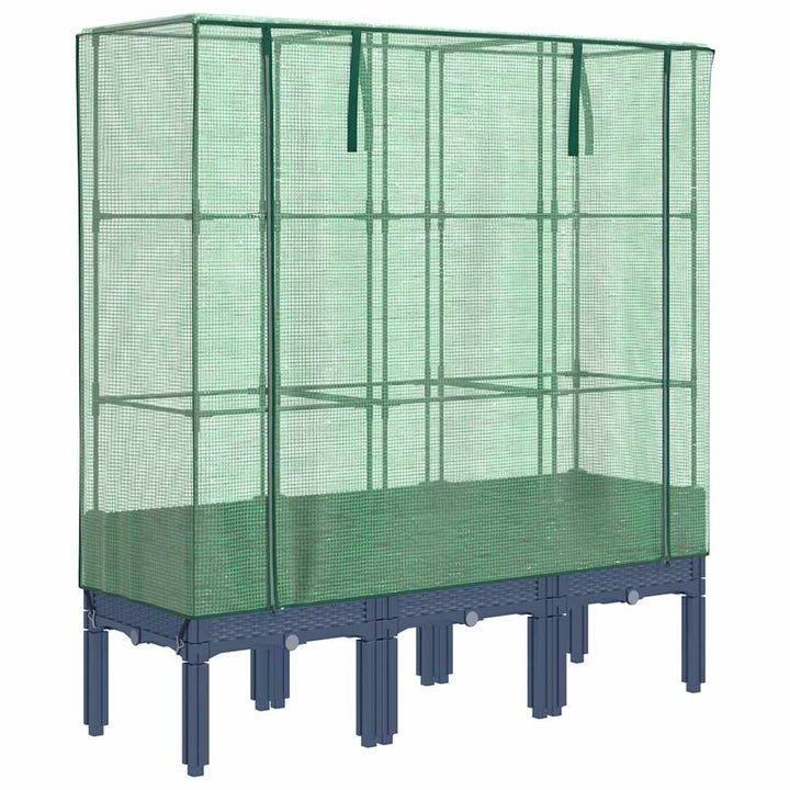 højbed med drivhusovertræk 120x40x140 cm rattan-look