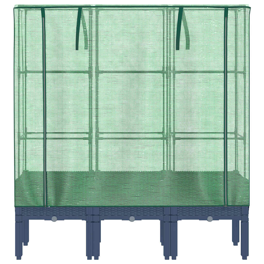 højbed med drivhusovertræk 120x40x140 cm rattan-look