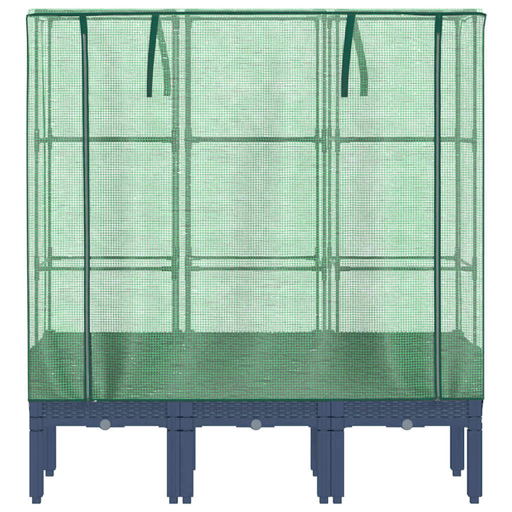 højbed med drivhusovertræk 120x40x140 cm rattan-look
