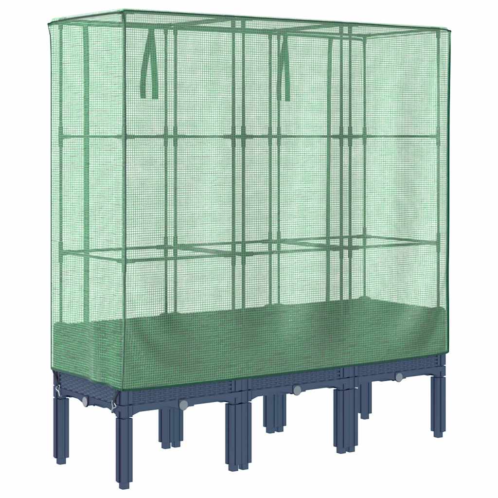 højbed med drivhusovertræk 120x40x140 cm rattan-look