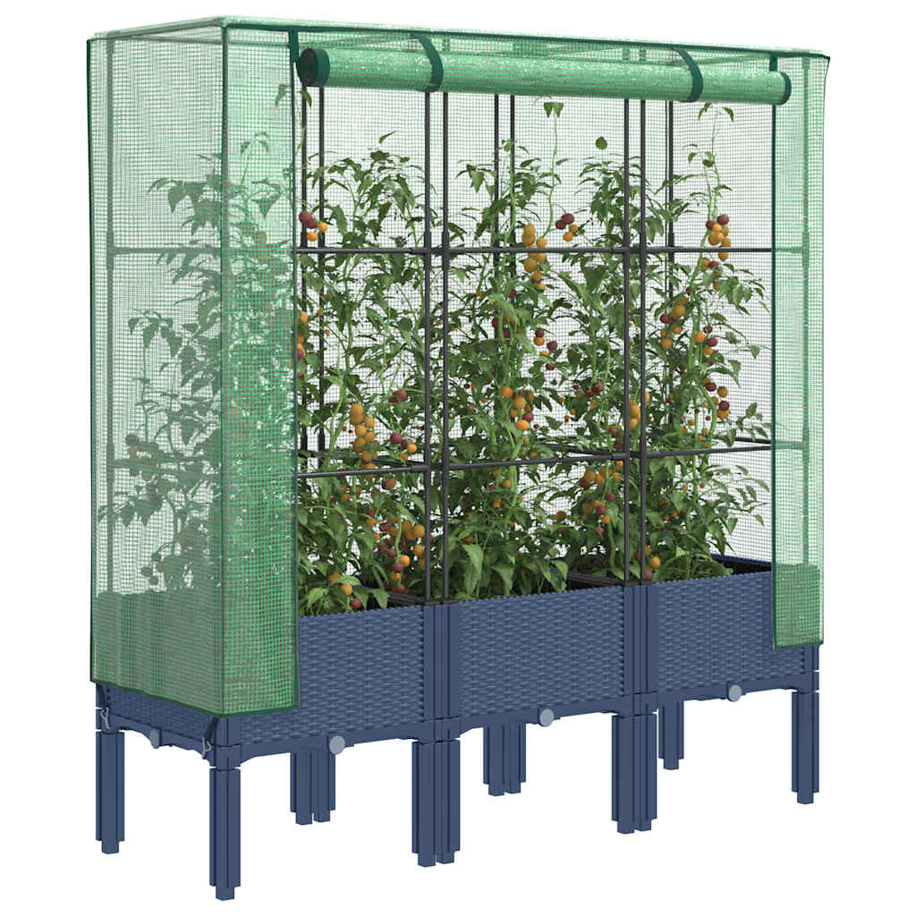højbed med drivhusovertræk 120x40x140 cm rattan-look