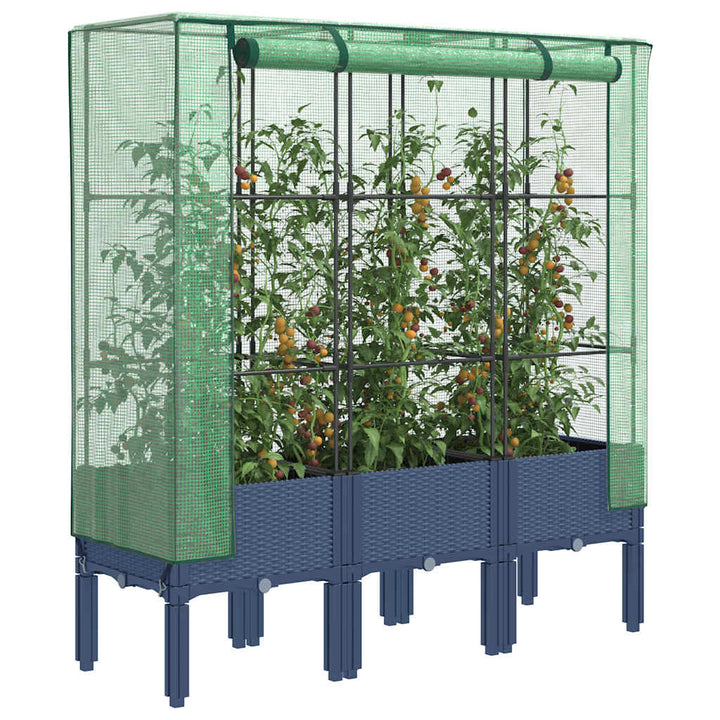 højbed med drivhusovertræk 120x40x140 cm rattan-look