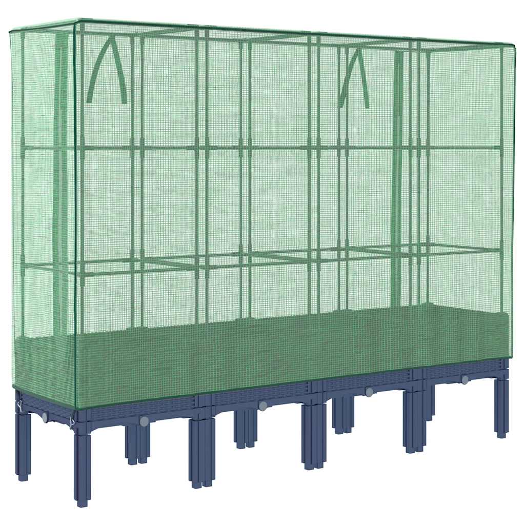 højbed med drivhusovertræk 160x40x140 cm rattan-look