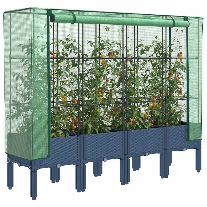 højbed med drivhusovertræk 160x40x140 cm rattan-look