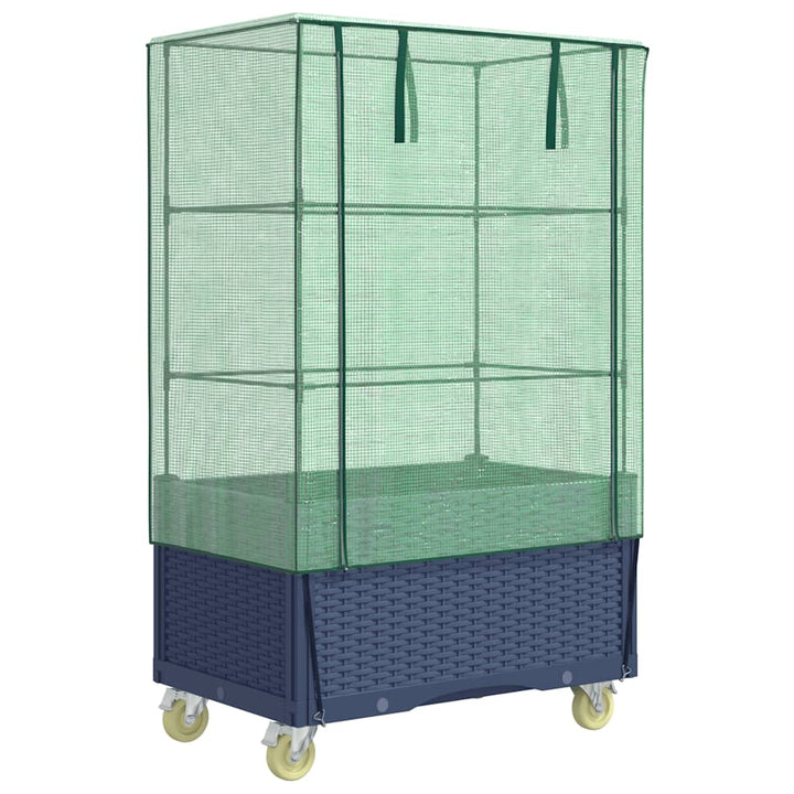 højbed med overtræk og hjul 80x50x182 cm rattan-look