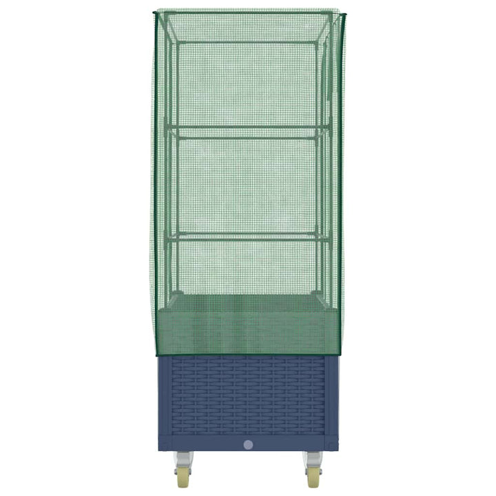 højbed med overtræk og hjul 80x50x182 cm rattan-look