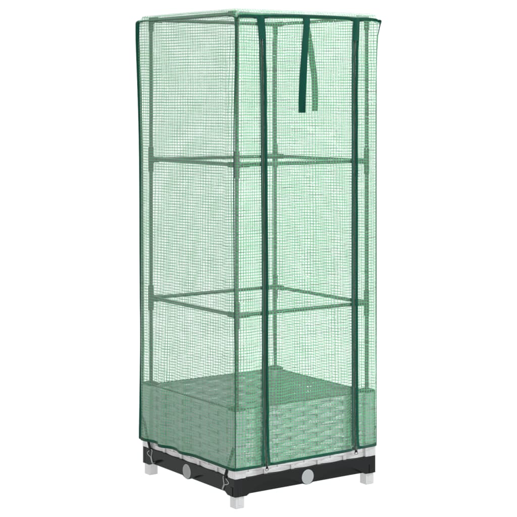 højbed med drivhusovertræk 40x40x123 cm rattan-look