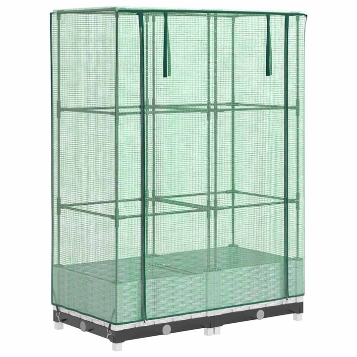 højbed med drivhusovertræk 80x40x123 cm rattan-look