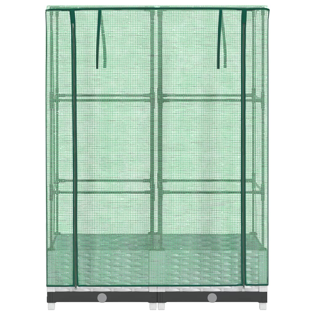 højbed med drivhusovertræk 80x40x123 cm rattan-look