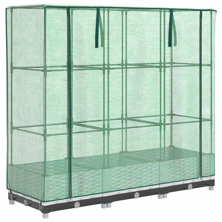 højbed med drivhusovertræk 120x40x123 cm rattan-look