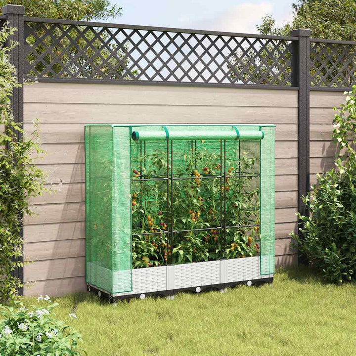 højbed med drivhusovertræk 120x40x123 cm rattan-look