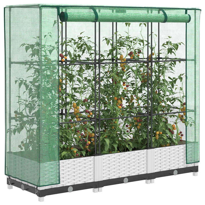 højbed med drivhusovertræk 120x40x123 cm rattan-look