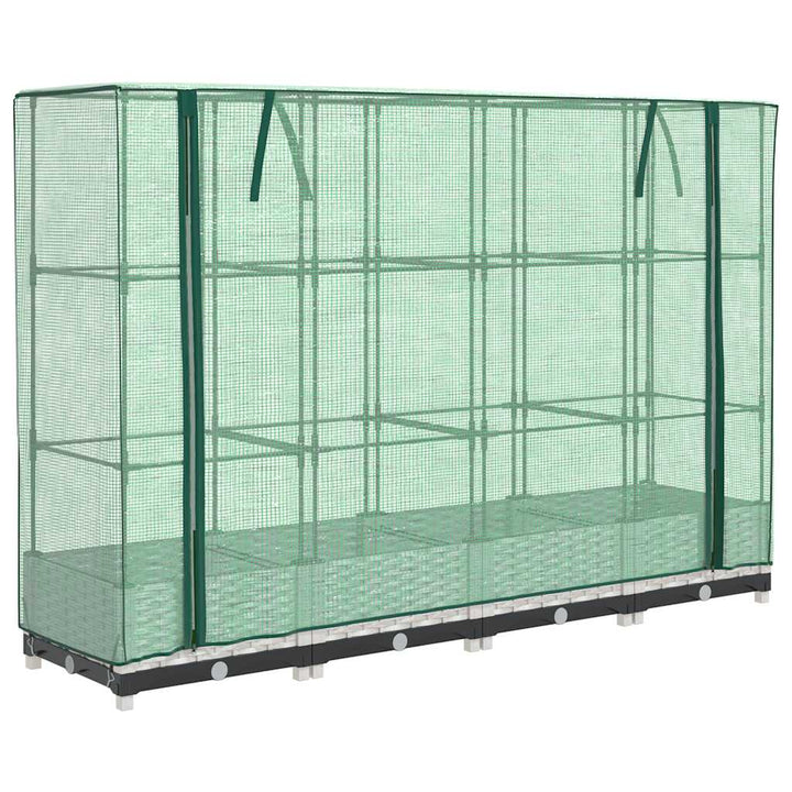 højbed med drivhusovertræk 160x40x123 cm rattan-look