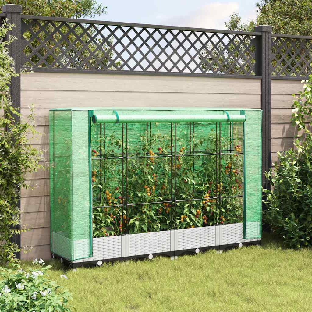højbed med drivhusovertræk 160x40x123 cm rattan-look