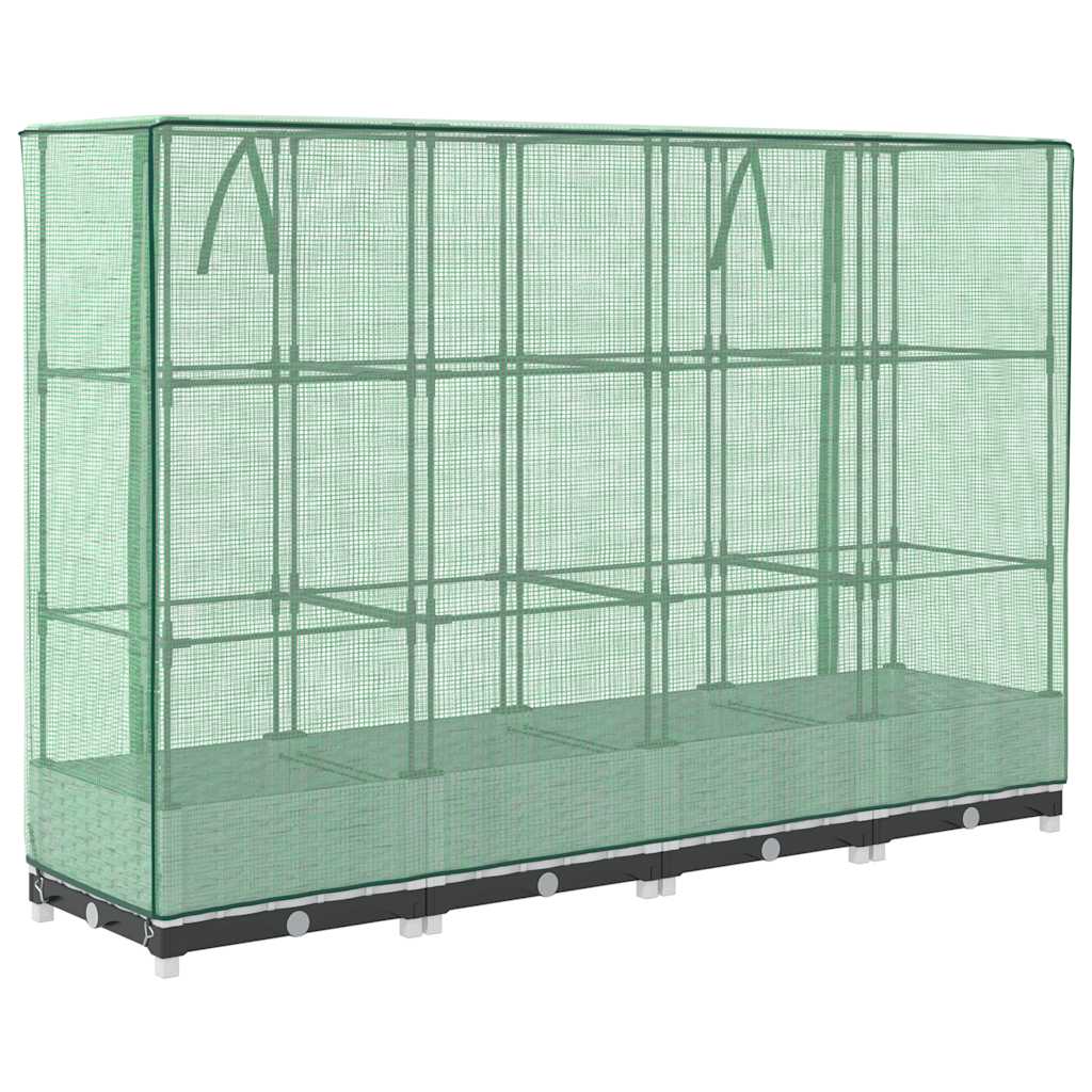 højbed med drivhusovertræk 160x40x123 cm rattan-look