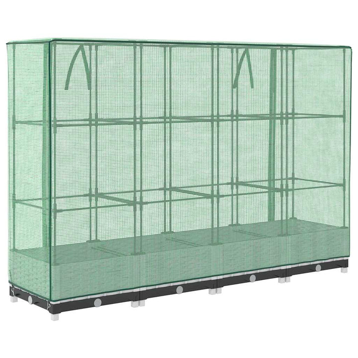 højbed med drivhusovertræk 160x40x123 cm rattan-look