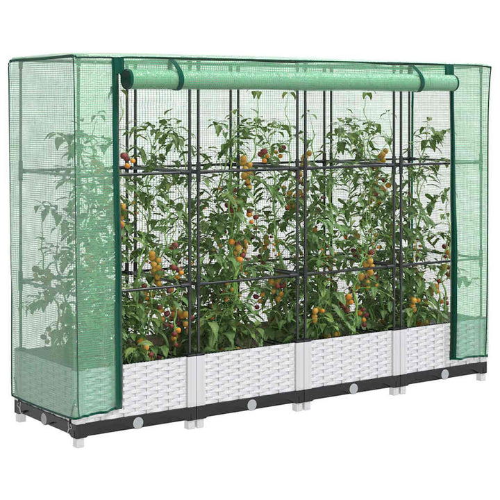 højbed med drivhusovertræk 160x40x123 cm rattan-look