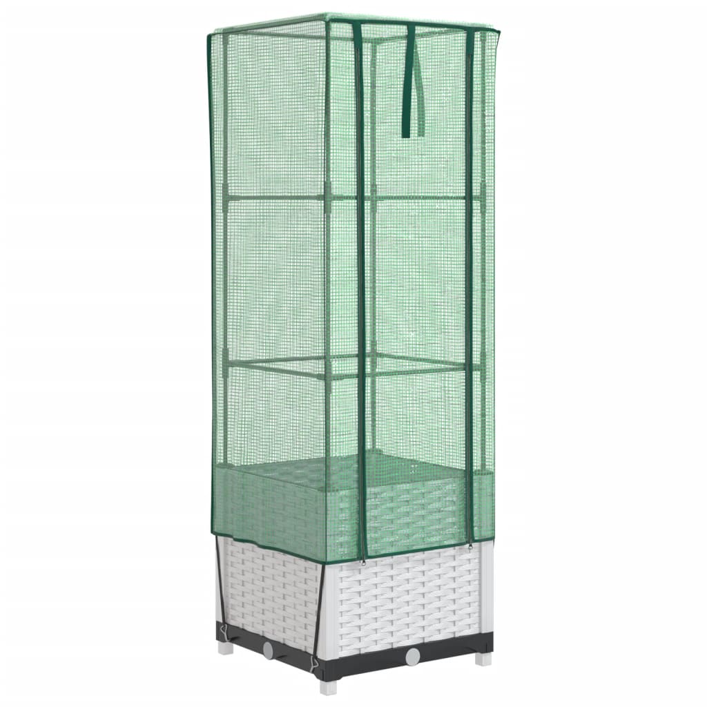 højbed med drivhusovertræk 40x40x139 cm rattan-look