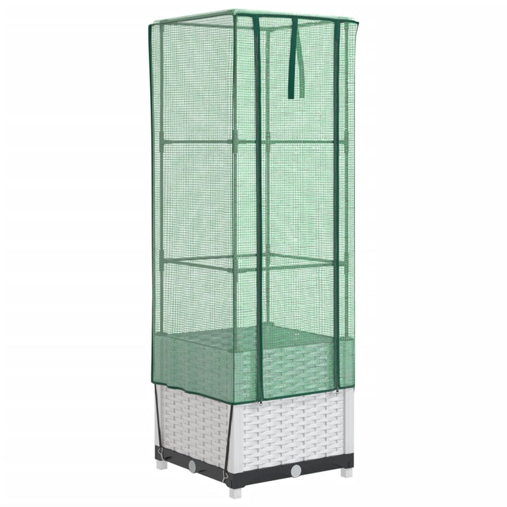 højbed med drivhusovertræk 40x40x139 cm rattan-look