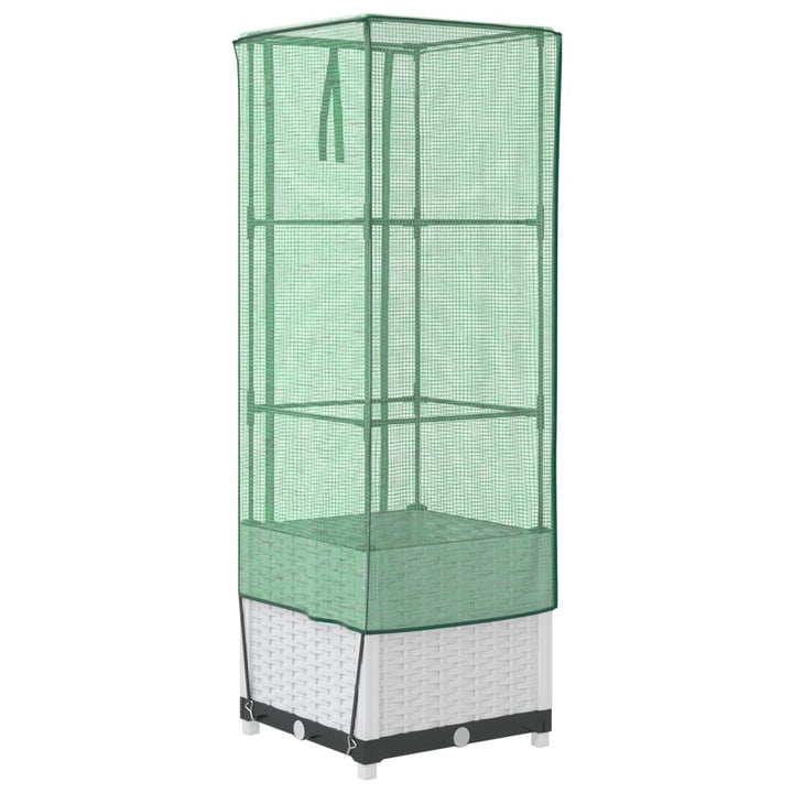 højbed med drivhusovertræk 40x40x139 cm rattan-look