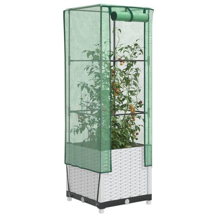 højbed med drivhusovertræk 40x40x139 cm rattan-look