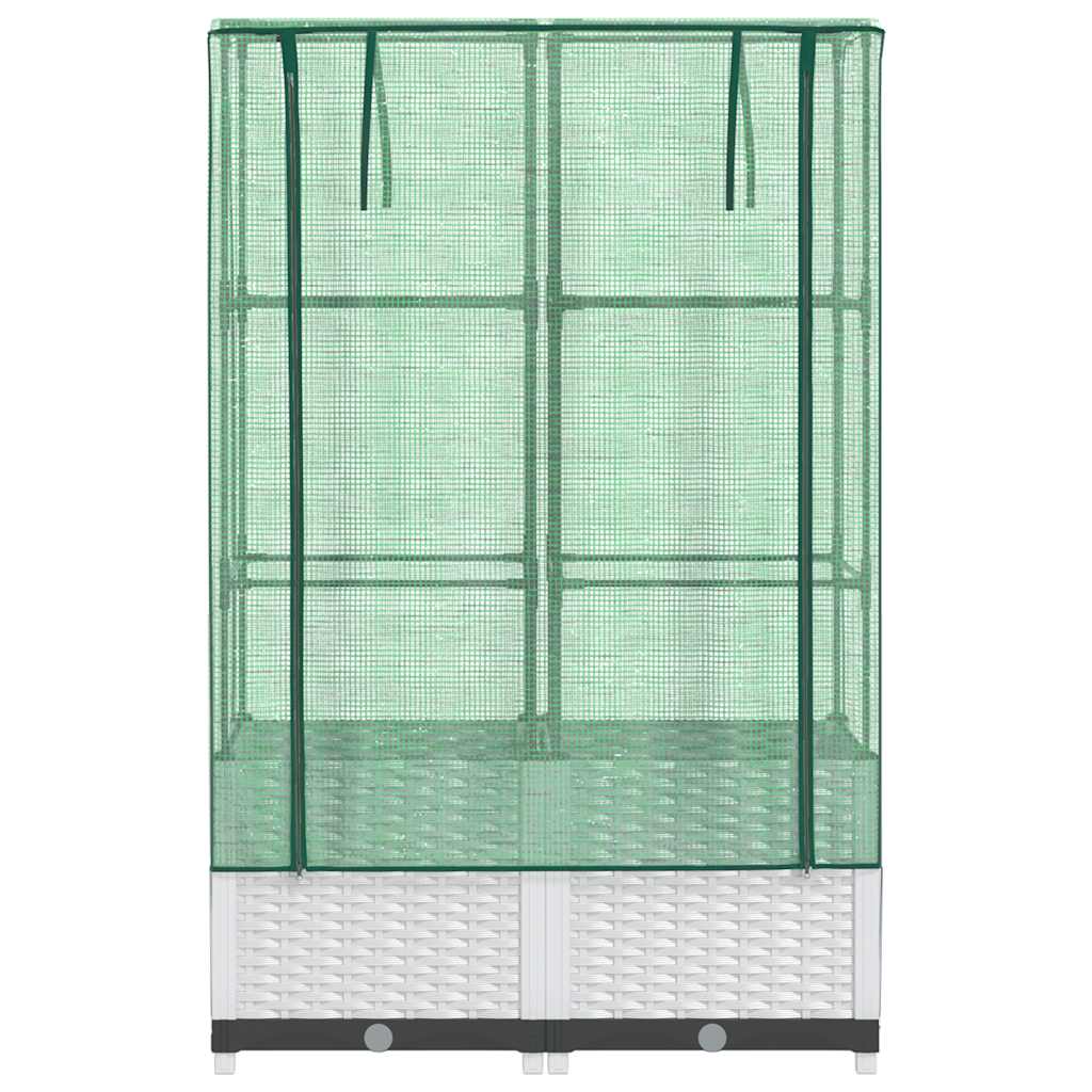 højbed med drivhusovertræk 80x40x138 cm rattan-look
