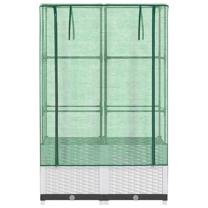 højbed med drivhusovertræk 80x40x138 cm rattan-look