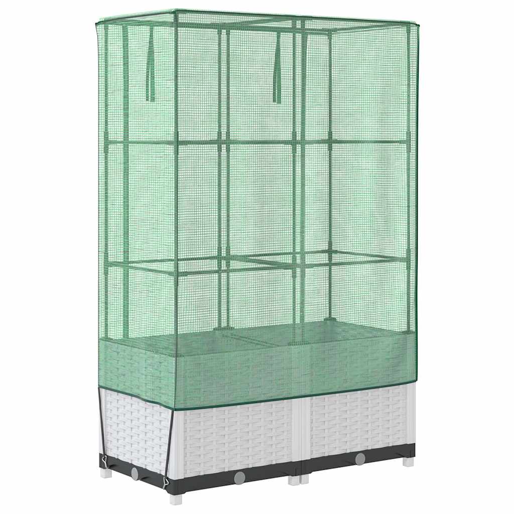 højbed med drivhusovertræk 80x40x138 cm rattan-look