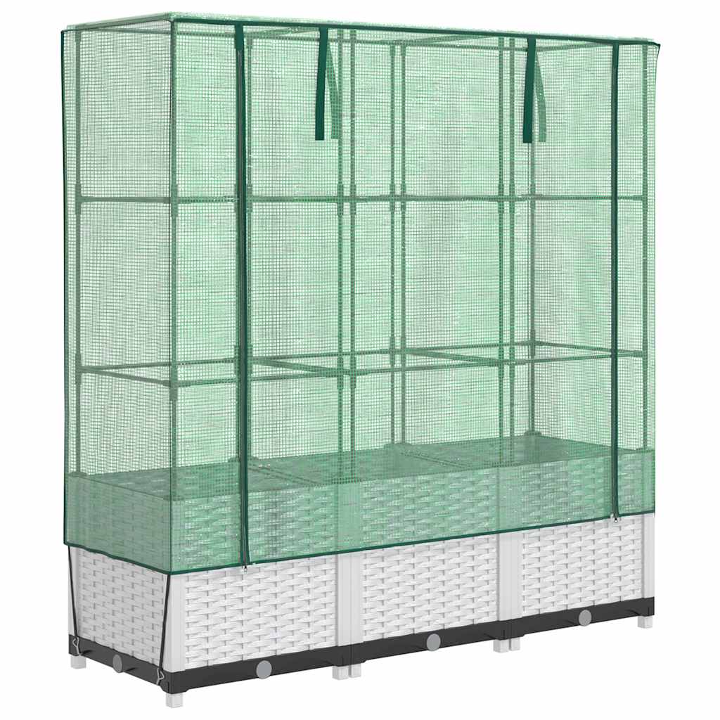 højbed med drivhusovertræk 120x40x138 cm rattan-look
