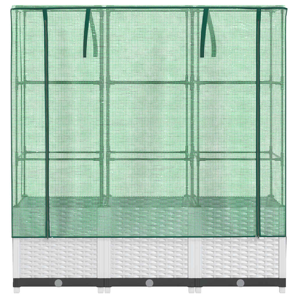 højbed med drivhusovertræk 120x40x138 cm rattan-look
