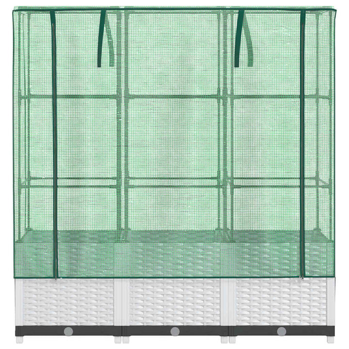 højbed med drivhusovertræk 120x40x138 cm rattan-look