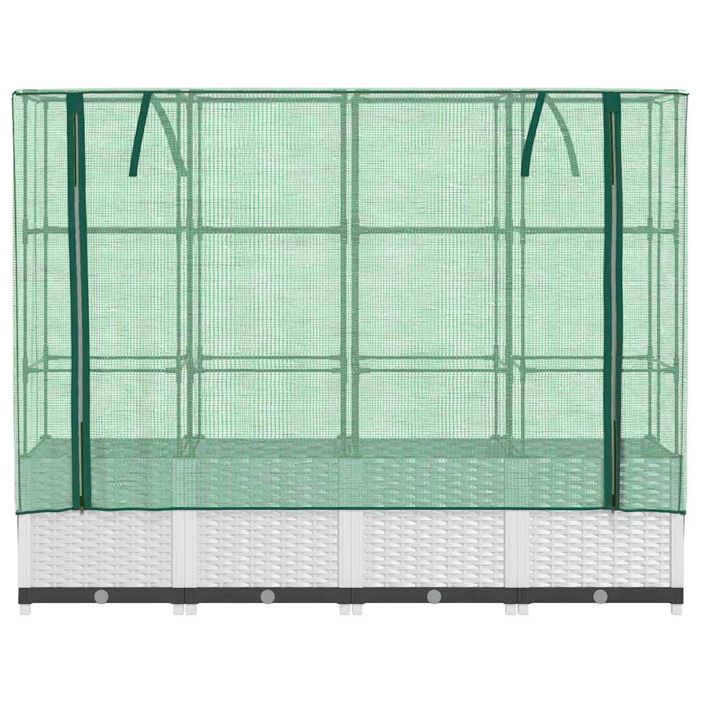 højbed med drivhusovertræk 160x40x138 cm rattan-look