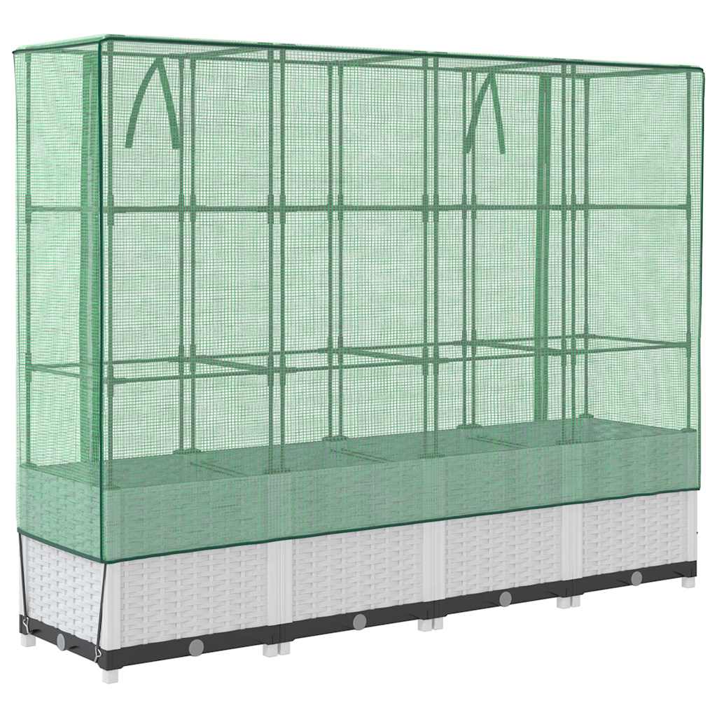 højbed med drivhusovertræk 160x40x138 cm rattan-look