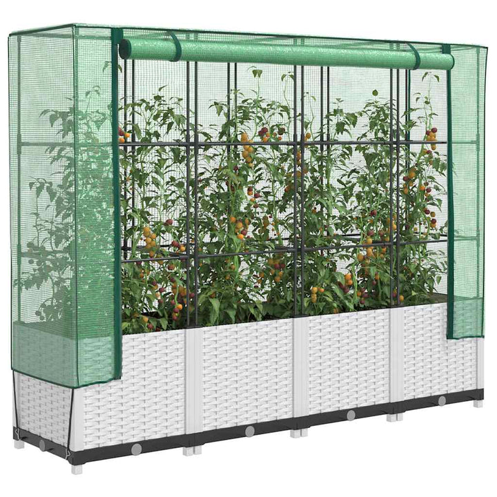 højbed med drivhusovertræk 160x40x138 cm rattan-look