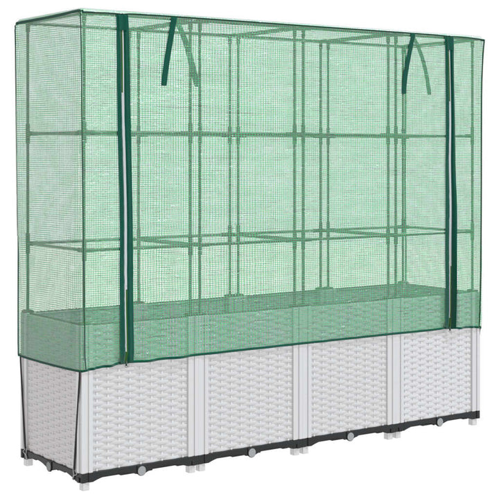 højbed med drivhusovertræk 160x40x153 cm rattan-look